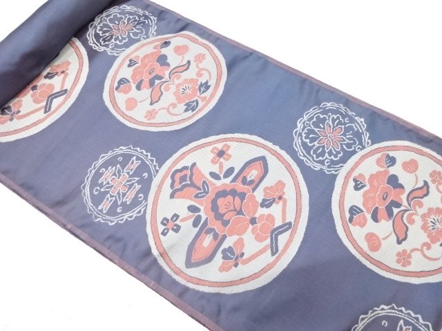 JAPANESE KIMONO / ANTIQUE BOLT FOR NAGOYA OBI / SILK / WOVEN FLORAL SARASA